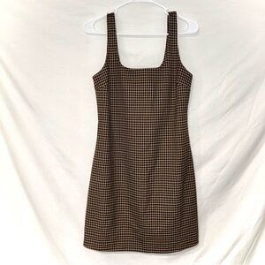 Brown Checkered Plaid Banana Republic Academia Sleeveless Mini Dress
